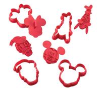 Disney Home Bake with Mickey Mouse Cookie Cutter and Stamp Set, 8 Piece Decorating Tools, Red