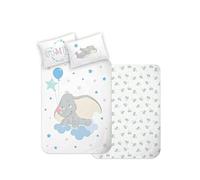 Disney Home Dumbo Baby Bed Linen Set, 100 x 135 cm, Pillowcase 40 x 60 cm, Reversible Motif, Children's Bed Linen, Super Soft Renforcé 100% Cotton, 2-Piece Dumbo, Oeko-Tex Standard 100