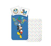 Disney Home Mickey Children's Reversible Bed Linen Set, 135 x 200 cm, Pillowcase 80 x 80 cm, Super Soft Renforcé 100% Cotton, 2-Piece Mickey Bed Linen, Soft and Comfortable on the Skin