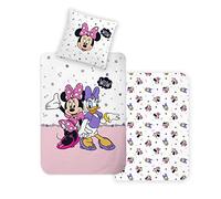 Disney Home Minnie Children's Reversible Bed Linen Set, 135 x 200 cm, Pillowcase 80 x 80 cm, Super Soft Renforcé 100% Cotton, 2-Piece Minnie Bed Linen, Soft and Comfortable on the Skin, Minnie and