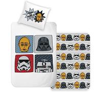 Disney Home Star Wars Reversible Bed Linen Set, 135 x 200 cm, Pillowcase 80 x 80 cm, Super Soft Renforcé 100% Cotton, 2-Piece Star Wars Bed Linen, Soft and Comfortable on the Skin