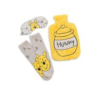 Disney Winnie The Pooh Yellow Hot Water Bottle | Soft Fluffy Material with Eye Mask and Socks | Adults Relaxation and Sleep Essentials | Winnie The Pooh Merch