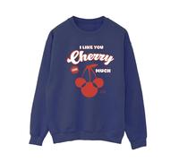Disney Women's I Like You Cherry Much Minnie Mouse Sweatshirt in Navy | Size: Large Disney Navy L