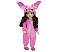 Disney ILY 4ever Angel 45cm / 18" Doll With Brown Hair, Officially Licensed by Jakks Pacific, Includes Adorable Lilo & Stitch Inspired Pink Onesie with Ears, Slides & Toothbrush, Gift for Girls 6+