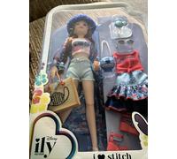 Disney ily 4EVER Fashion Dolls Stitch 30cm/11.5" Tall with 13 Points of Articulation, Two Complete Mix-and-Match Outfits and Glittery Mickey Ring for You!, Wavey Brown Hair