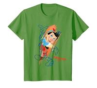 Disney Ink and Paint Pinocchio 1940 T-Shirt, Youth, Grass Green, Medium