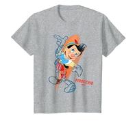 Disney Ink and Paint Pinocchio 1940 T-Shirt, Youth, Heather Grey, Medium