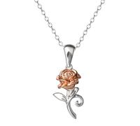 Disney Jewellery Disney Beauty & The Beast Two Tone Rose Necklace 0.9 x 0.5cm, 18"