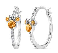 Disney Jewelry for Women Minnie Mouse Sterling Silver Two Tone Birthstone Cubic Zirconia Hoop Earrings (E906329RNOVL)