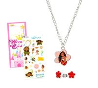 Disney Jewelry Set for Girls - Dress Up Accessories Bundle with Necklace and Earrings Plus Stickers, More | Character Jewelry for Kids (Moana)