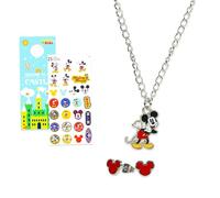 Disney Jewelry Set for Girls - Dress Up Accessories Bundle with Necklace and Earrings Plus Stickers, More | Jewelry for Kids, Disney Necklace and Earrings, Metal, No Gemstone