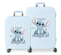 Disney Joumma Bags Stitch You are Magic Cabin Suitcase Set, Made of ABS, a Durable and Lightweight Material, Side Combination Lock, lightblue, Suitcase Set