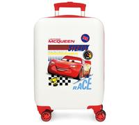Disney Joumma Cars Lets Race Cabin Luggage Suitcase, Rigid ABS Side Combination Lock, 4 Wheels, Double Luggage, Hand Luggage, White, Suitcase