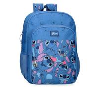 Disney Joumma Happy Stitch School Backpack Adaptable to Trolley Blue 30x40x12cm Polyester 15.6L, Blue, School Backpack Adaptable to Trolley