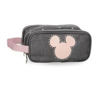 Disney Joumma Mickey Studs Pencil case Triple Black 22x10x9cm Polyester, Black/White, Triple Case
