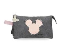 Disney Joumma Mickey Studs Pencil case Triple Black 22x12x5cm Polyester, Black/White, Triple Case