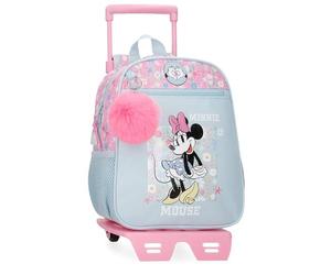 Disney Joumma Minnie Happy School Backpack with Trolley Blue 23x28x10cm Polyester 6.44L, blue, One Size, School Backpack with Trolley