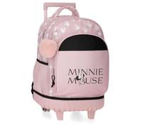 Disney Joumma Minnie Heads Backpack Compact 2-Wheels Pink 33x44x21cm Polyester 30.24L, Pink, One Size, Compact Backpack 2 Wheels