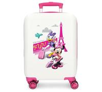 Disney Joumma Minnie Party Cabin Suitcase White Children's Suitcase, Hard ABS Side Combination Lock 28.4L 2 kg 4 Double Wheels Hand Luggage, Paris, Suitcase