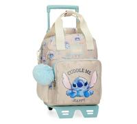 Disney Joumma Stitch Cuddle Me Happy Preschool Backpack with Trolley Beige 23X28X10 cm Polyester, Beige, One Size, Preschool Backpack with Trolley