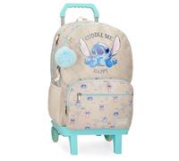 Disney Joumma Stitch Cuddle Me Happy School Backpack with Trolley Blue 32x44x17cm Polyester, blue, One Size, School Backpack Adaptable to Trolley