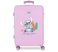 Disney Joumma Stitch from Hawaii Purple Medium Suitcase 46x65x23 cm Rigid ABS Side Combination Lock 56L 3.1kg 4 Double Wheels