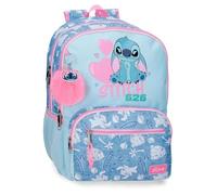 Disney Joumma Stitch Hearts Double Compartment School Backpack 15.6" Blue 32x44x17 cm Polyester 23.94L