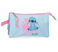 Disney Joumma Stitch Hearts Estuche Triple Blue 22x12x5 cms Polyester