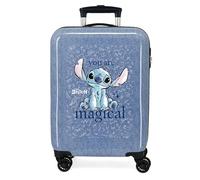 Disney Joumma Stitch You are Magical Cabin Suitcase Blue 38 x 55 x 20 cm Rigid ABS Combination Lock Side 34L 2 kg 4 Double Wheels Luggage Hand Luggage, Blue, Cabin Suitcase