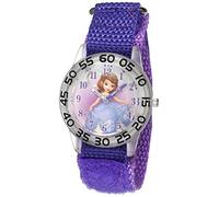 Disney Jr. Kids' Plastic Time Teacher Analog Quartz Nylon Strap Watch, Purple, AB12511, Sofia The First