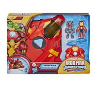 Disney Jr. Series Marvel's Iron Man and his Awesome Friends Giant-Sized Armour Iron Jet, 7.6 cm Action Figures with Toy Vehicle and Armour Suit, Super Hero Toys, Ages 3+