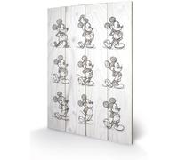Disney Junior Mickey Mouse Sketched Wood Print 40 x 59cm, Multi-Colour, 40 x 59 x 1.3 cm