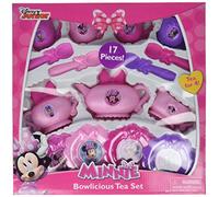 Disney Junior Minnie Mouse Bowtique Bowlicious Tea Set - Service for 4 - Includes Teapot, Sugar Bowl, Creamer. Teacups and more - Pretend Play - Novelty Character Playsets (17pc Set)