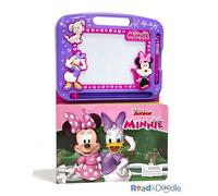 Disney Junior Minnie Read & Doodle - Learning resources for kids, a magnetic drawing pad, an easy-to-use pen, 22-page board book for reading and drawing