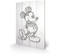 Disney Junior Mickey Mouse Sketched Single Wood Print 40 x 59cm, Multi-Colour, 40 x 59 x 1.3 cm