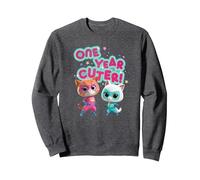 Disney Junior SuperKitties Birthday Kitties One Year Cuter Sweatshirt, Adult Unisex, Dark Heather Grey, Medium