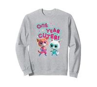 Disney Junior SuperKitties Birthday Kitties One Year Cuter Sweatshirt, Adult Unisex, Heather Grey, Small