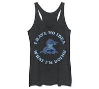 Disney Junior's Lilo & Stitch No Idea Tri-Blend Racerback Layering Tank, Black Heather, Medium