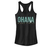Disney Junior's Lilo & Stitch Ohana Bold Slim Fit, Scoop Hem Racerback Tank, Black, Large