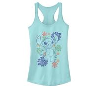 Disney Junior's Lilo & Stitch Retro Tropical Tonal Stitch Slim Fit, Scoop Hem Racerback Tank, Cancun, Small