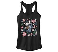 Disney Junior's Lilo & Stitch Tropical Stitch Slim Fit, Scoop Hem Racerback Tank, Black, Medium