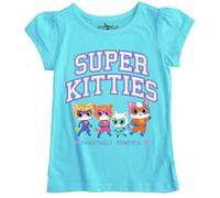 Disney Juniors Super Kitties Girls Ginny Sparks Bitsy Buddy Short Sleeve T-Shirt, Turquoise (01), 5 Years