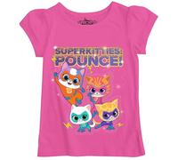 Disney Juniors Super Kitties Girls' Short Sleeve Ginny Sparks Bitsy Buddy T-Shirt, Hot Pink (01), 3 Years