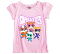 Disney Juniors Super Kitties Girls' Short Sleeve Ginny Sparks Bitsy Buddy T-Shirt, Light Pink (01), 4-5