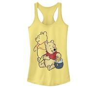 Disney Junior's Winnie Pooh Line Art Slim Fit, Scoop Hem Racerback Tank, Banana, XX-Large