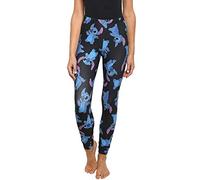 Disney Juniors Womens Leggings Stitch All Over Print Stretch (Black, Small)