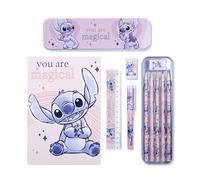 Disney Kids Lilo & Stitch Pencil Case with Colouring Pencils Art Supplies Stationery Supplies Gift Set