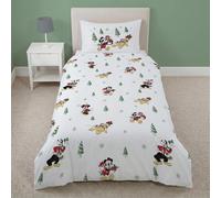 Disney Kids Mickey and Minnie Christmas Joy Red & White Bedding Set - Single