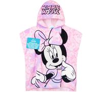 Get Trend Disney Minnie Mouse Bath Towel with Hood for Kids Absorbent Changing Robe Poncho Towel for Swim Bath Shower Beach Holiday Essentials (Pink Minnie Mouse, 2-6 years)