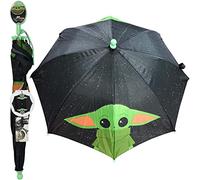 Disney Kid's Star Wars Mandalorian Stick Umbrella with Clamshell Handle, Black